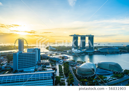 Beautiful architecture building exterior cityscape in Singapore city skyline 56831903