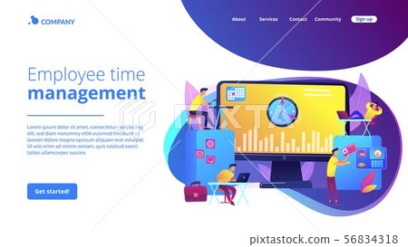 Time and attendance tracking system concept landing page 56834318