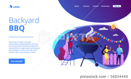 Backyard party concept landing page. 56834448