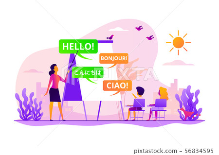Language learning camp concept vector illustration Language learning camp concept vector illustration 56834595