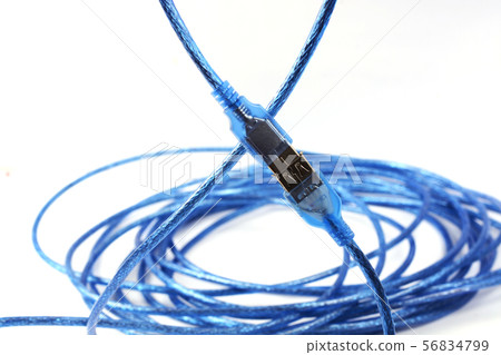 Blue USB cable isolated Blue USB cable isolated 56834799