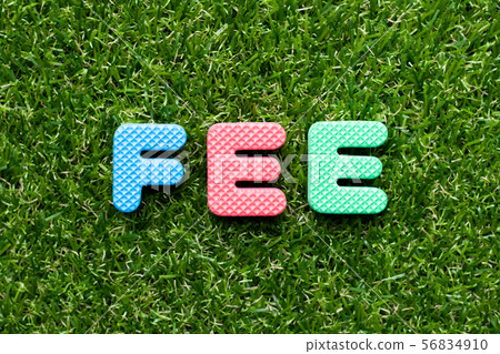 Toy foam letter in word fee on green grass 56834910
