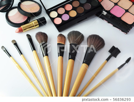 makeup brush and cosmetics, 56836293