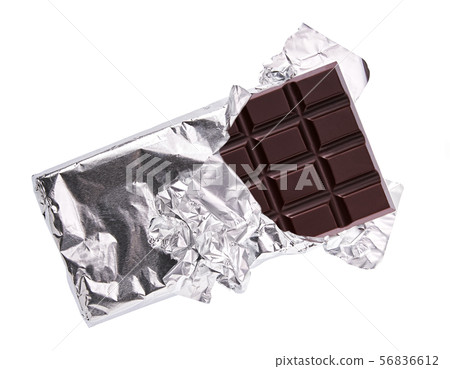 Chocolate bar in opened  foil isolated on white 56836612