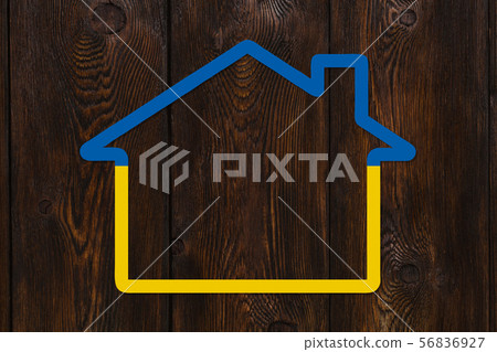 Paper house colorized Ukraine flag 56836927