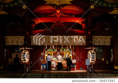 Kanda Myojin Shrine main gate grow in the dark at 56837891