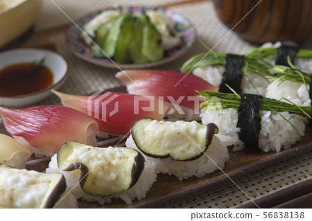 Vegetable Sushi ~ Nigiri, Eggplant, Negishi Nigiri ~ Vegetable Sushi ~ Nigiri, Eggplant, Negishi Nigiri ~ 56838138