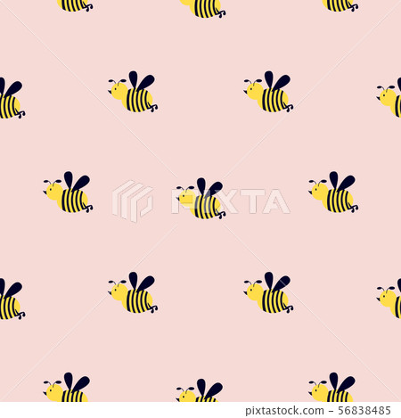 Seamless vector pattern with cute bees on a... - Stock Illustration ...
