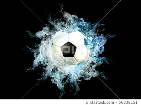 Soccer ball wrapped in pale flame and smoke Soccer ball wrapped in pale flame and smoke 56839151