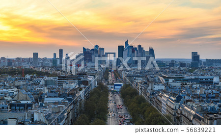 Paris France aerial view city skyline sunset Paris France aerial view city skyline sunset 56839221