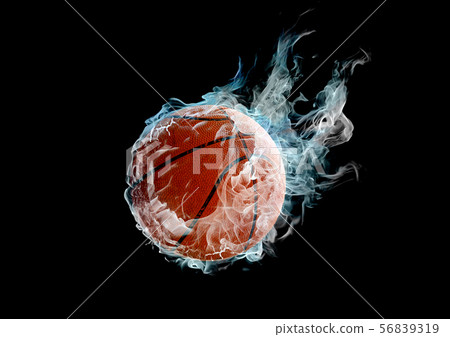 Ball wrapped in pale flame and smoke 56839319