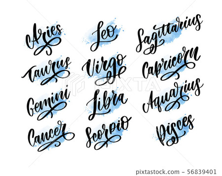 Zodiac lettering Vector Sign. Cartoon astrology 56839401