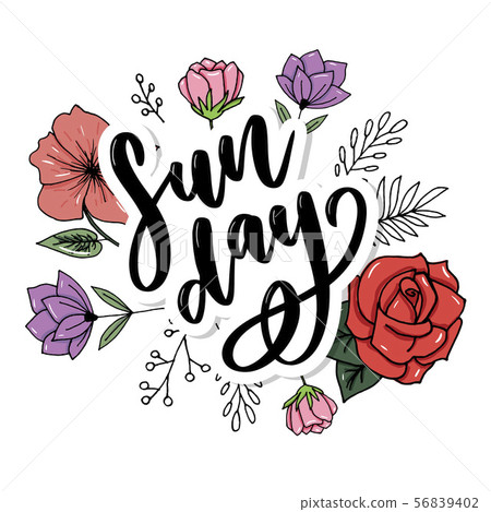 Sunday - Vector hand drawn lettering phrase. 56839402