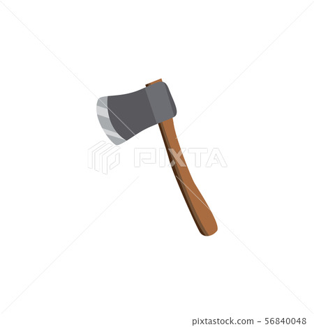 Cartoon ax with brown wood handle and shiny metal blade Cartoon ax with brown wood handle and shiny metal blade 56840048