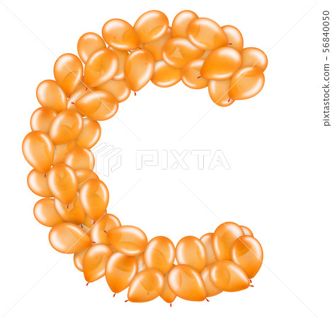 Orange letter C from helium balloons part of English alphabet. Orange letter C from helium balloons part of English alphabet. 56840050