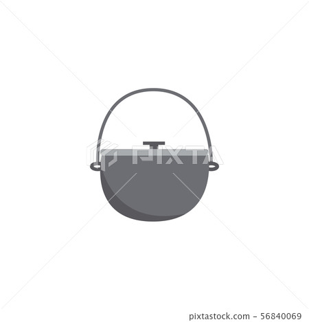 Icon metal hiking pot or cauldron in flat style. 56840069