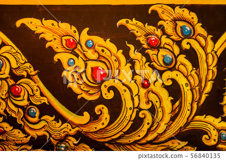 Colorful Thai mural painting in Wat Wat Pa Lelai. 56840135