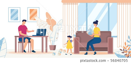 Advertising Banner Family Spend Time Together Flat 56840705