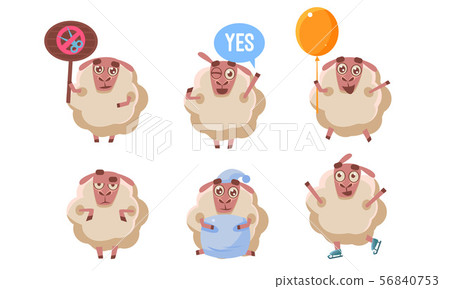 Cute Sheep Character Set, Funny Farm Animal in Different Situations Vector Illustration Cute Sheep Character Set, Funny Farm Animal in Different Situations Vector Illustration 56840753