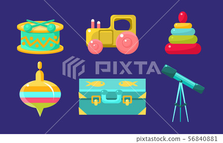 Kid Toys and Baby Care Supplies Set, Child Belongings, Whirligig, Suitcase, Telescope, Drum, Toy 56840881