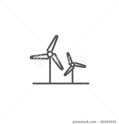 Wind turbine line icon on white background - Stock Illustration ...