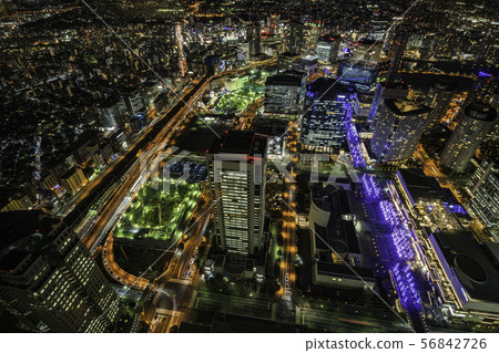 (神奈川縣)橫濱,港區未來,橫濱車站方向夜景 (神奈川縣)橫濱,港區未來,橫濱車站方向夜景 56842726