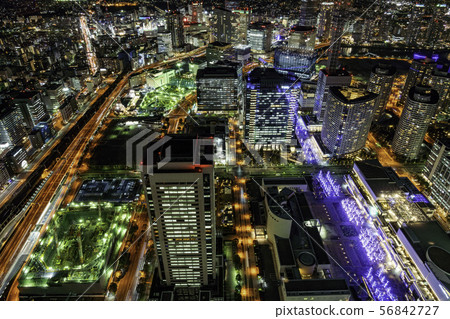 (神奈川縣)橫濱,港區未來,橫濱車站方向夜景 (神奈川縣)橫濱,港區未來,橫濱車站方向夜景 56842727