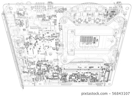 Circuit board. Electronic computer hardware technology. Vector rendering of 3d Circuit board. Electronic computer hardware technology. Vector rendering of 3d 56843107