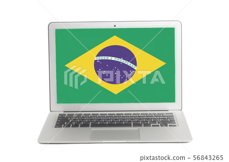 Laptop with Flag of Brazil on screen Laptop with Flag of Brazil on screen 56843265