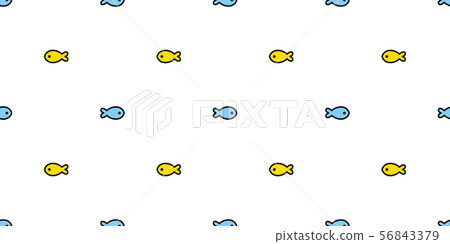 fish Seamless pattern vector tuna doodle cartoon 56843379