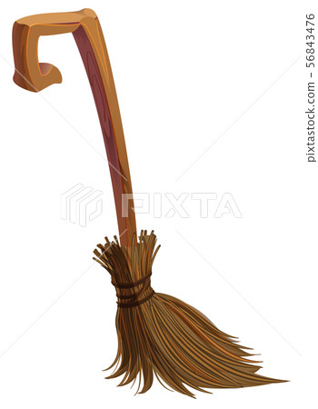 Old brown magic witch broom for quidditch isolated 56843476