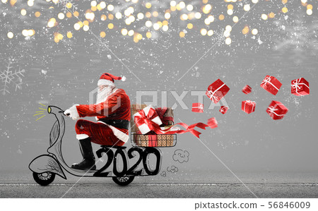 Santa Claus on scooter 56846009
