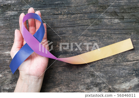 Bladder cancer awareness marigold blue purple bow Bladder cancer awareness marigold blue purple bow 56846011