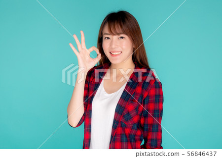 Beautiful portrait young asian woman smiling 56846437