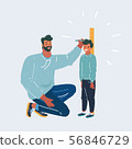 Young man measuring his son's height 56846729