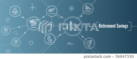 Retirement Savings Icon Set And Web Header Banner Stock