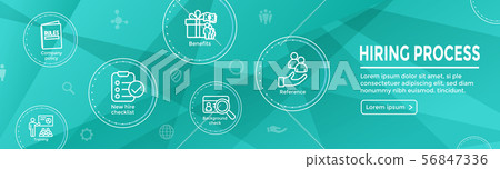 Hiring Process icon set with web header banner 56847336