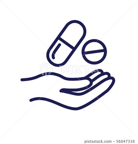 Hand with prescription drugs - pill tablets & 56847338