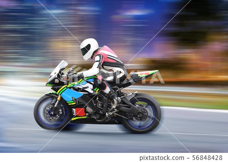Racing bike rider on a sports motorcycle on race Racing bike rider on a sports motorcycle on race 56848428