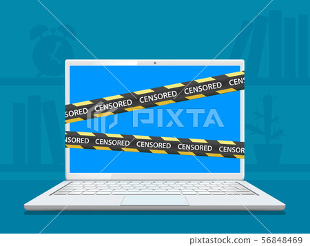 Warning tape with the word censorship 56848469