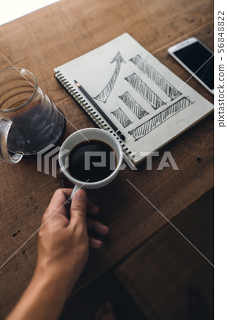 Business Growth Draw graph in book In the morning, 56848822