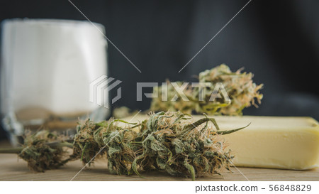 Preparing to cooking cake with cannabis butter. Preparing to cooking cake with cannabis butter. 56848829