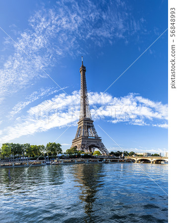Panorama of the Eiffel Tower and riverside of the Seine in Paris Panorama of the Eiffel Tower and riverside of the Seine in Paris 56848993