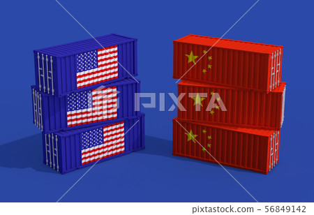  American and Chinese trade war concept 56849142