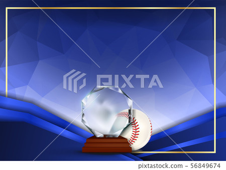 Baseball Game Certificate Diploma With Glass Trophy Vector. Sport Graduate Champion. Best Prize 56849674