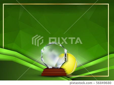 Tennis Game Certificate Diploma With Glass Trophy Vector. Sport Graduate Champion. Best Prize 56849680