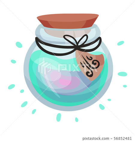 Ball-shaped jar with liquid. Vector illustration on a white background. 56852481