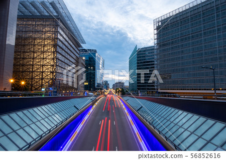 Long exposure shot from a bridge in Brussels 56852616