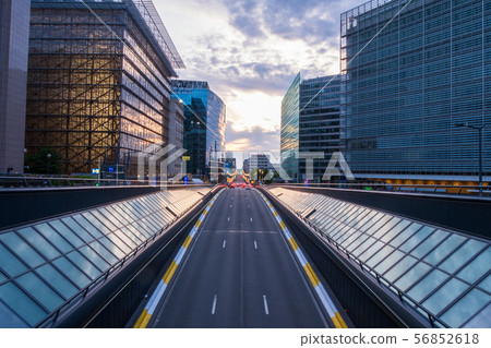 Long exposure shot from a bridge in Brussels 56852618