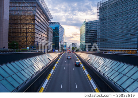 Long exposure shot from a bridge in Brussels 56852619